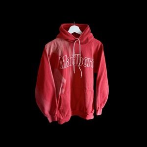 Vintage 1980's Alore Marlboro Red Hoodie Promo Sz L Grunge Faded Distressed